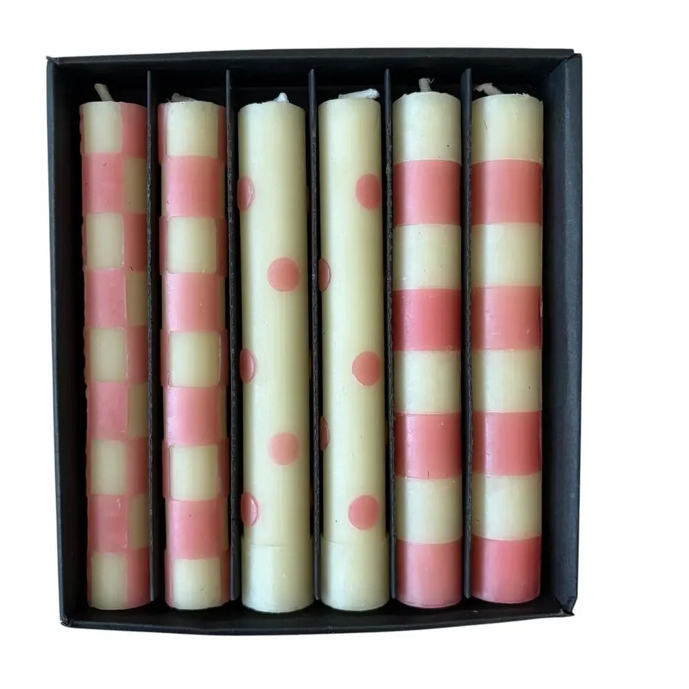 NEW Mackenzie Childs Pink Mini Dinner Candles, Set of 6